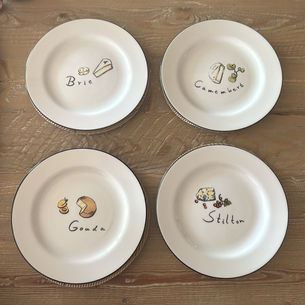 Pottery Barn Cocktail Plates “Cheese”